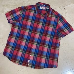 ORIGINAL PENGUIN Colorful Plaid Short Sleeve Button Down